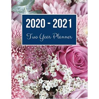 Imagem de Agenda de dois anos 2020-2021: capa de crisântemo rosa, rosas e astrantia | Planejador semanal e mensal 2020 | 1º de janeiro de 2020 a 31 de dezembro de 2021 | Visualizações do calendário