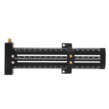 Imagem de Régua para Carpintaria, Régua Quadrada de Metal de Bolso de Precisão, Ferramenta de Desenho de Agulha Dupla de Liga de Alumínio, Régua de Marcação Vertical Paralela (BLACK)