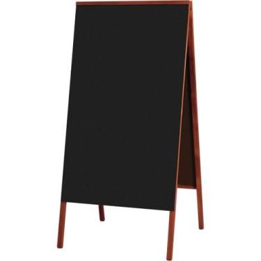 Imagem de Placa Lousa Quadro Cavalete de Propaganda Duplo Madeira Pinus Mogno pa