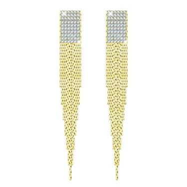 Imagem de KristLand - S925 Prata/Liga Gancho Elegante Corrente Borla Brincos de Couro Longo Franja Pendurado Simples Brincos Delicados, Cristal, Cristais