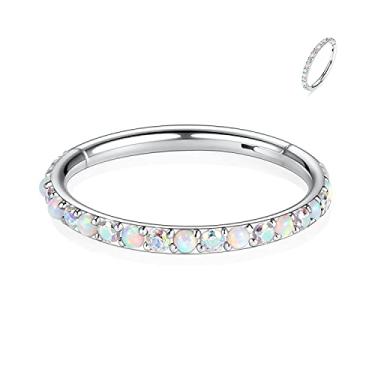 Imagem de PEAKLINK 20G 18G 16G 14G CZ/Opala Aço Inoxidável Sem Costura Articulada Segmento Anel de Piercing para Cartilagem de Concha de Septo Helix 6/7/8//9/10/12 mm