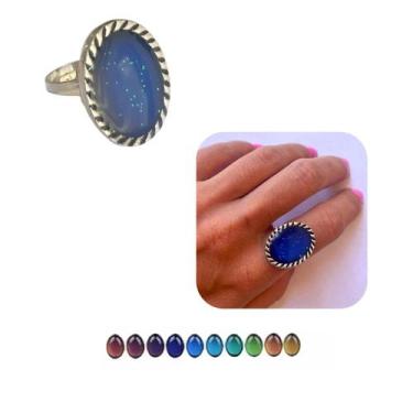 Imagem de Anel Do Humor Modelo Oval Delicado Muda Cor - Giog Joias