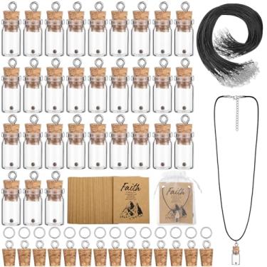 Imagem de Teenyyou Conjunto 50/100 de colar de fé de semente de mostarda presentes cristãos para mulheres, faça você mesmo, mini frascos de vidro de 0,5 ml, colar artesanal com cartões de fé cristã, favores a