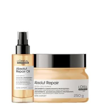 Imagem de Kit L'Oréal Professionnel Serie Expert Absolut Repair Gold Quinoa Protein Máscara 250ml e Óleo 90ml (2 Produtos)