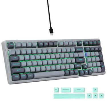 Imagem de E-Yooso Teclado Mecânico Para Jogos Com Fio, Som Cremoso, Interruptores Lineares Pré-Lubrificados, Estrutura De Junta Com Espuma De Amortecimento De Som, Luz Lateral Rgb Com Retroiluminação Led Verd