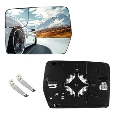 Imagem de SYKRSS Vidro espelhado aquecido lado esquerdo do motorista BL3Z-17K707-E BL3Z17K707E compatível com Ford F150 2011 2012 2013 2014 vidro retrovisor lateral esquerdo esquerdo com suporte traseiro e