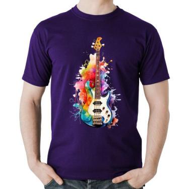 Imagem de Camiseta Algodão Contra Baixo Watercolor - Foca na Moda, Roxo, GG