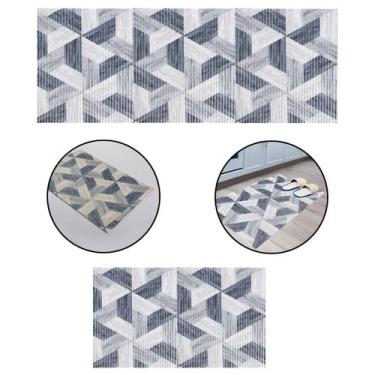 Imagem de Kit 2 Passadeiras Cozinha Antidrrapante Tapete Banheiro Lavanderia Tro