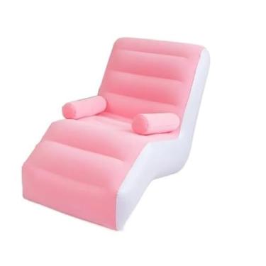 Imagem de Sofá Cama De Casal Inflável Multifuncional Poltrona Confortável Preguiçoso Para Casa Quarto Sala Escritório Ergonômico (Rosa)