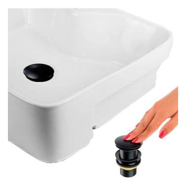 Imagem de Kit Cuba Semi Encaixe Sicília e Válvula Click para Cubas Inox Preta - 