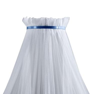 Imagem de Dossel Mosquiteiro Parede Quarto Bebe Simples Berço Americano Nacional Liso Menino Basico Rede Veu Tela Azul Marinho