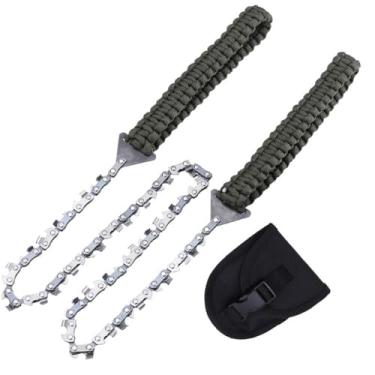 Imagem de Motosserra de bolso com alça de paracord, lâmina de corrente de 61 cm, serra manual portátil com bolsa de armazenamento
