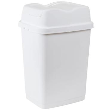 Imagem de Superio Caixote de lixo pequeno com tampa, lata de lixo de plástico com tampa de 4,5 galões, lixeira fina para embaixo da pia/armário, lavanderia, cozinha, escritório, quarto, banheiro, dormitório