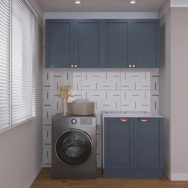 Imagem de Lavanderia Modulada 3 Peças sem Tampo 2 Armários Aéreos 4 Portas 1 Balcão Cabecasa