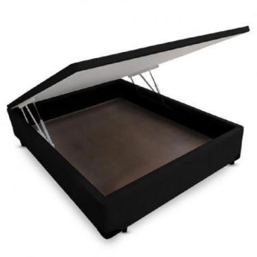 Imagem de Base Cama Box Baú Casal Suede Preto Serra Negra 42x138x188