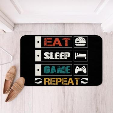 Imagem de Tapete de banheiro gamer para meninos e adolescentes tapete para área de jogos, tapete de banheiro, controlador de videogame, tapete divertido, criativo, comer, repetição, design macio, salsicha, quarto, sala de estar, cozinha, capachos 40,64 cm x 60,96 cm