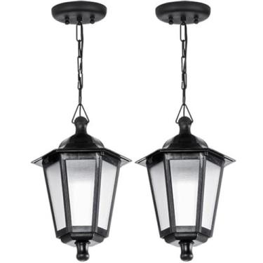 Imagem de Kit 2 Pendentes Luminária Teto Gregos Colonial Clássica Vintage Retro Preto E27