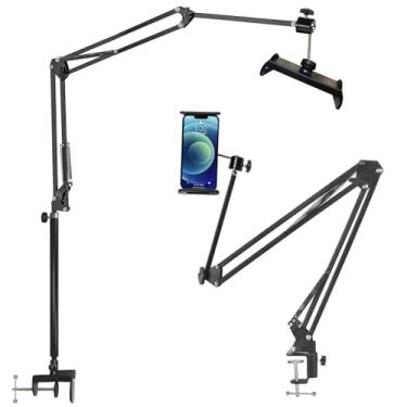 Imagem de Suporte de tablet para cama, suporte de tablet dobrável para mesa, braçadeira de braço flexível compatível com iPad/iPhone15/iPad Pro/N-Switch, Kindle Fire ou outros de leitura de 4,5 ~ 12,9