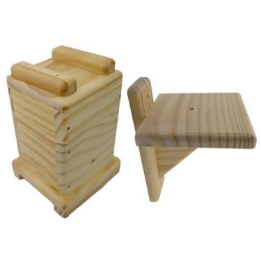 Imagem de Caixa Para Abelha Jataí 12x12 Cm Interno com 2 melgueiras + Suporte De
