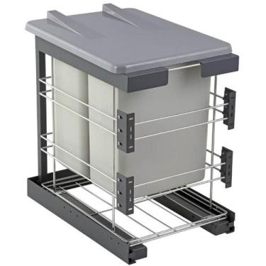 Imagem de Lixeira Deslizante Inox Dupla 18L cada Tampa Articulada 36,5x50x54cm M