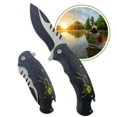 Imagem de Canivete Semi Automático Potente Com Clip Lâmina Aço inox Trava Liner 