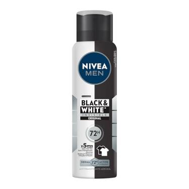 Imagem de NIVEA MEN Desodorante Masculino Antitranspirante Aerossol Black & White Invisible Original 150ml - Protege por 72h e evita manchas nas roupas