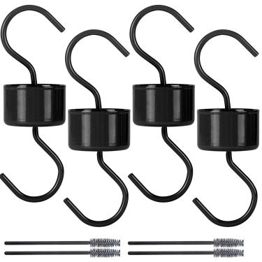 Imagem de Fosso de formigas de metal para alimentadores de beija-flor, protetor de formigas, alimentador de beija-flor preto, 3 ganchos com 3 pincéis