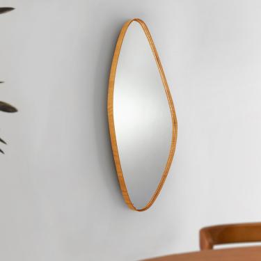 Imagem de Espelho Decorativo Orgânico Aura 37x91cm Moderna Mobília - Cinamomo / Imbuia Nat