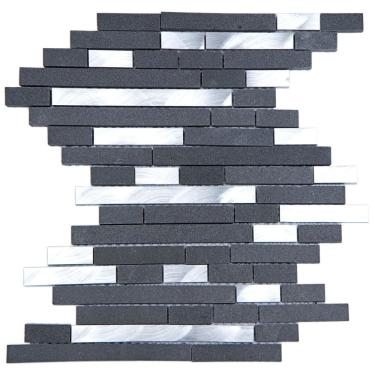 Imagem de Pastilha De Mármore, Vidro E Alumínio Glass Stone Glass Mosaic Grafite/metal
