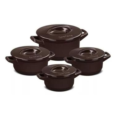 Imagem de Jogo De Panelas Em Cerâmica Duo+ Com 4 Peças Ceraflame Chocolate