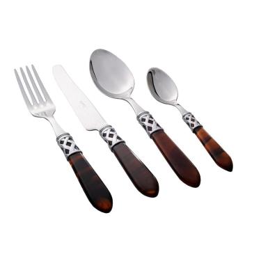 Imagem de Jogo Talheres 24 Peças Inox Jantar Tabaco Aladim Bugatti