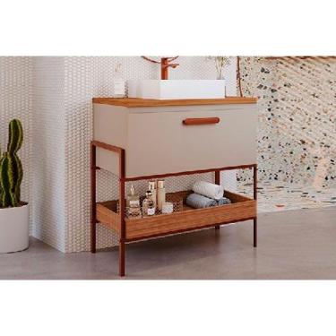 Imagem de Gabinete De Banheiro Balcão Portinari 1 Porta C-cuba 60cm Cappuccino-freijo - Mgm