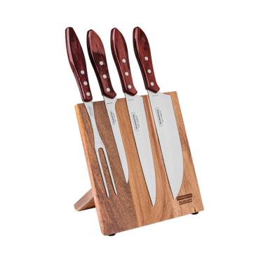 Imagem de Kit Churrasco 5 Peças Tramontina 21198781 Suporte Magnético Vermelho