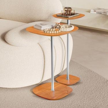 Imagem de Conjunto Mesa Lateral Florença Alta E Baixa - Lf 049 Cinamomo-cromado