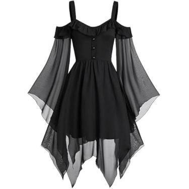 Imagem de Vestido gótico plus size, vintage, de renda, vestido gótico, para mulheres, baile de máscaras, vestido gótico de verão, baile de máscaras, vestido sexy renascentista, vestido de bruxa