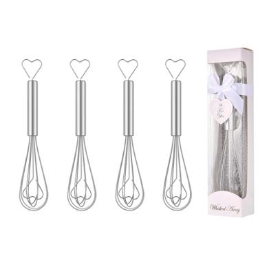 Imagem de Generic Mini Batedor De Ovos Manual Em Aço Inoxidável, 5 Peças, Formato Coração, Lembrança Para Festa Casamento, Chá Bebê, Embalagem Individual, 5,9 Pol. (5)