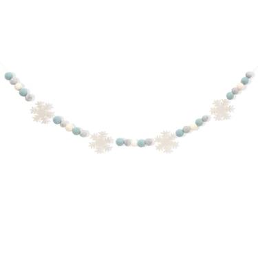 Imagem de YESSWL Guirlanda De Bolas Feltro Com Flocos Neve - Decoração Casa Para Aniversário Inverno, Adereços Fotos Do Frozen, Faixa País Das Maravilhas Parede Lareira