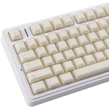 Imagem de Sunzit Teclas brancas, 166 teclas PBT personalizadas translúcidas, conjunto de teclas de geleia de cristal de perfil cereja, lindo brilho através de teclas de teclado para teclados mecânicos