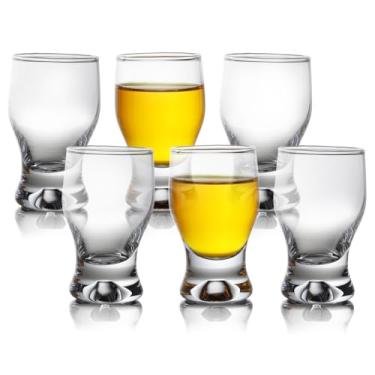 Imagem de QUAFFER Copo de shot (conjunto de 6) – Copos elegantes transparentes de 60 ml – Copos clássicos de whisky vodka Tequila Sherry Brandy Cordial Mini Snifters – Perfeito para festas, bares, eventos, bar