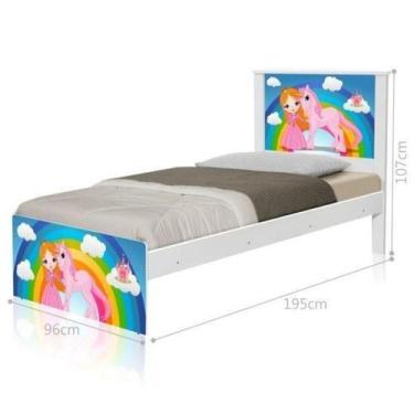 Imagem de Cama Juvenil com Cabeceira Barcelona Princesa e Unicórnio - CASA H