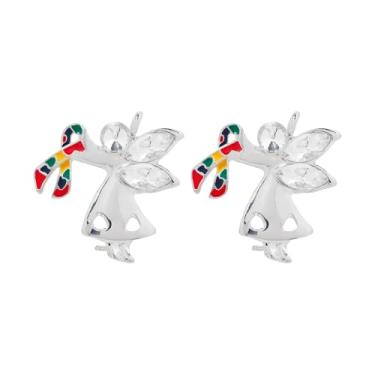 Imagem de Alfinetes de fita de conscientização Angel By My Side - mostram suporte para várias causas - Disponível em uma variedade de cores, 2 Pieces, Prata esterlina, Sem Pedra Preciosa