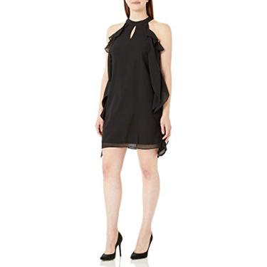 Imagem de T I A N A B. Vestido rodado de chiffon feminino, Preto, 42