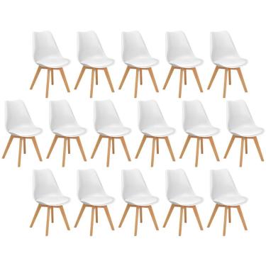 Imagem de Conjunto 16 Cadeiras De Jantar Eames Wood Leda Design Estofada - Branco
