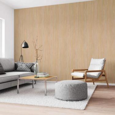 Imagem de Painel Ripado Acústico Madeira Natural - Tauari - Feltro Cinza 270 cm 