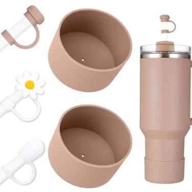 Imagem de DUNLAGUE Bota de silicone de 2 peças, capa de canudo de 3 peças para Stanley Quencher H2.0 567 g 850.5 g 1,134.0 g e IceFlow Flip 20 850.5 g, acessórios de correspondência de cores exatas para Stanley