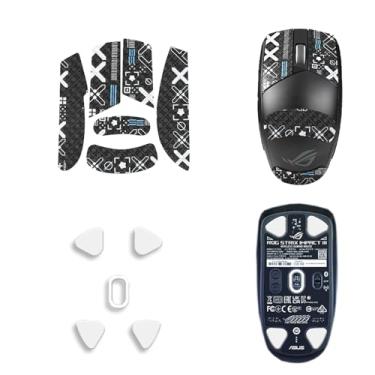 Imagem de NOUKAJU Fita adesiva para mouse com cobertura total para ASUS ROG Strix Impact III sem fio, fita antiderrapante para mouse, kit de atualização de mouse profissional autoadesivo resistente ao suor