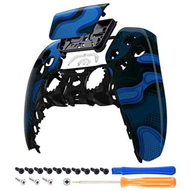 Imagem de eXtremeRate Capa frontal para touchpad camuflado azul preto para controle PS5, capa de substituição DIY para controle PS5, placa frontal personalizada para controle Playstation 5