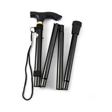 Imagem de Bengala de Alumínio Dobrável, Ajustável 85-95cm, 4 Estágios, Base Emborrachada, Preta