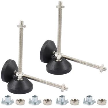 Imagem de Waziaqoc 4 peças de pés de nivelamento ajustáveis, pés ajustáveis com rosca M8, niveladores de móveis resistentes para cadeiras e armários (altura total de 12 cm)