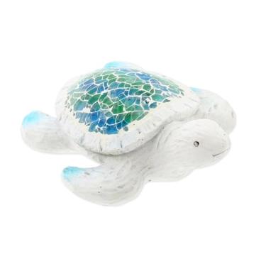 Imagem de The Bridge Collection Mosaic Turtle Figurine - Nautical Sea Turtle Decoration for Beach House - Tabletop Decor for Coastal Inspired Rooms